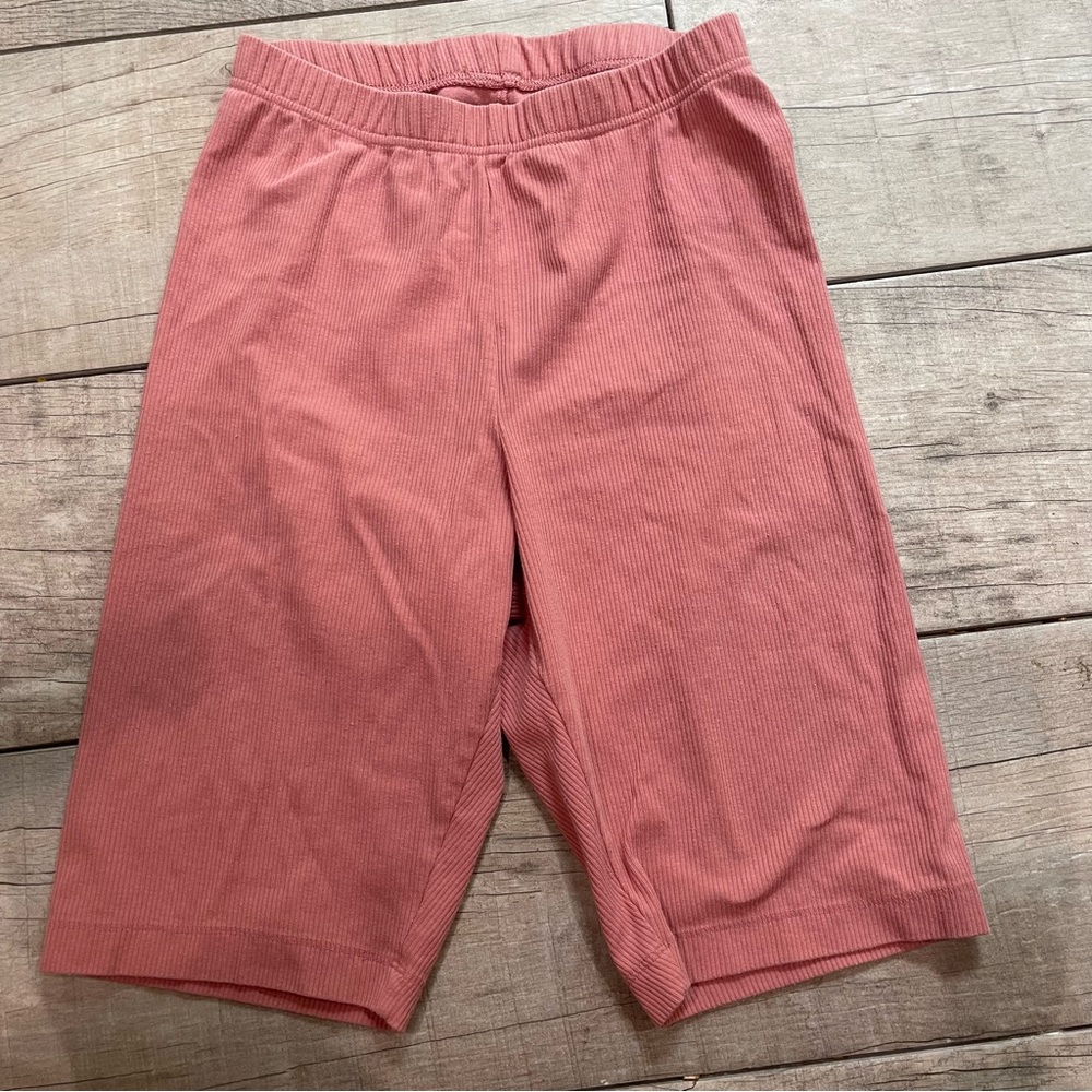 Old Navy High Waist Rib Knit Biker Shorts Legging Size L Pink